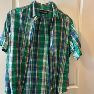 Ralph Lauren Green and Blue Casual Button Down Shirt